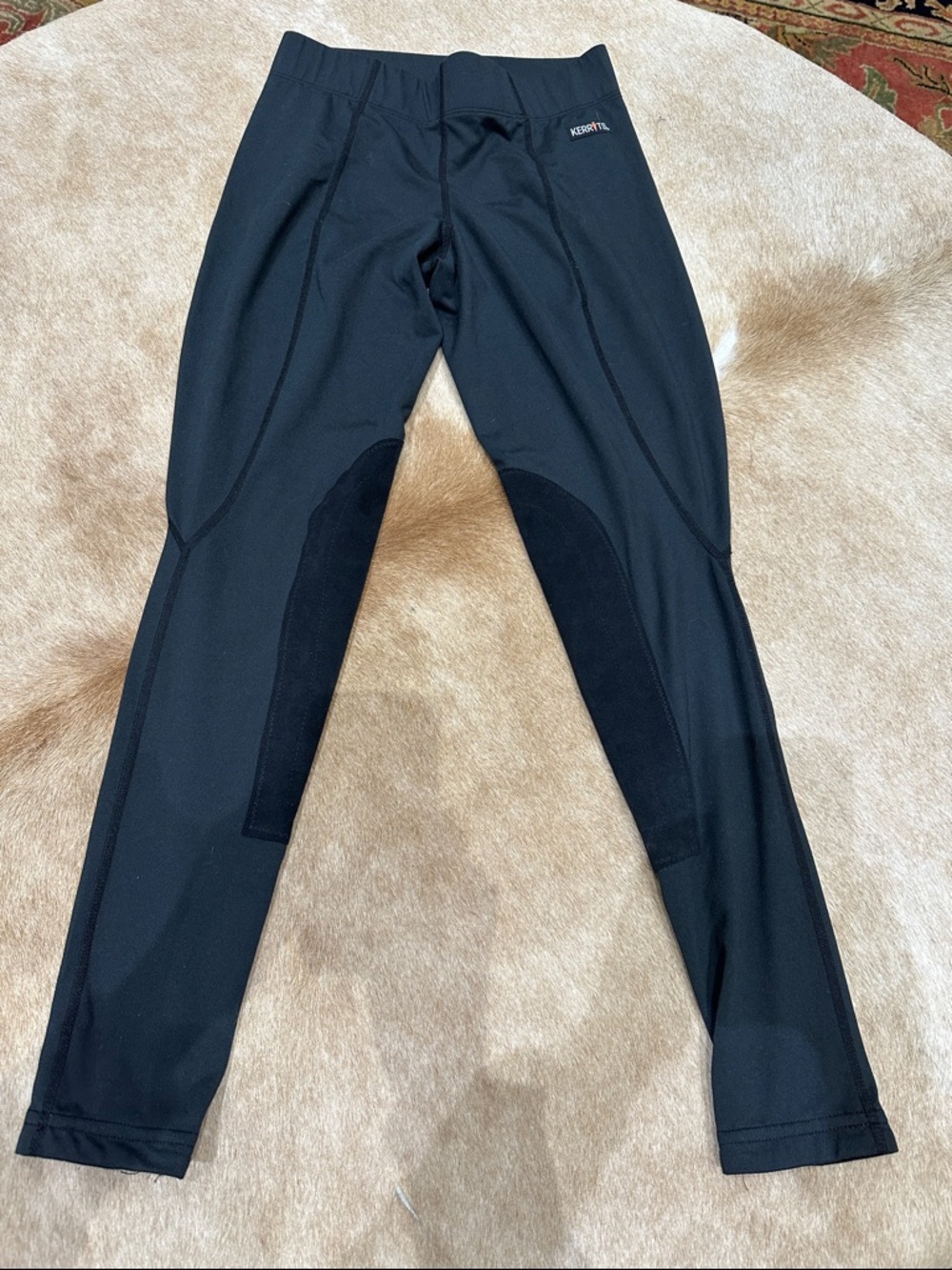 Kerrits Black Equestrian Riding Tights with Knee Patches
